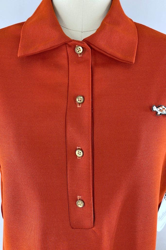 Vintage Rust Orange Polo Shirt Dress-ThisBlueBird