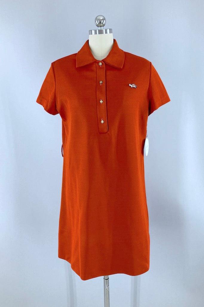 Vintage Rust Orange Polo Shirt Dress-ThisBlueBird