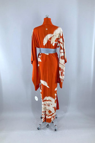 Vintage Rust Orange Silk Kimono Robe-ThisBlueBird