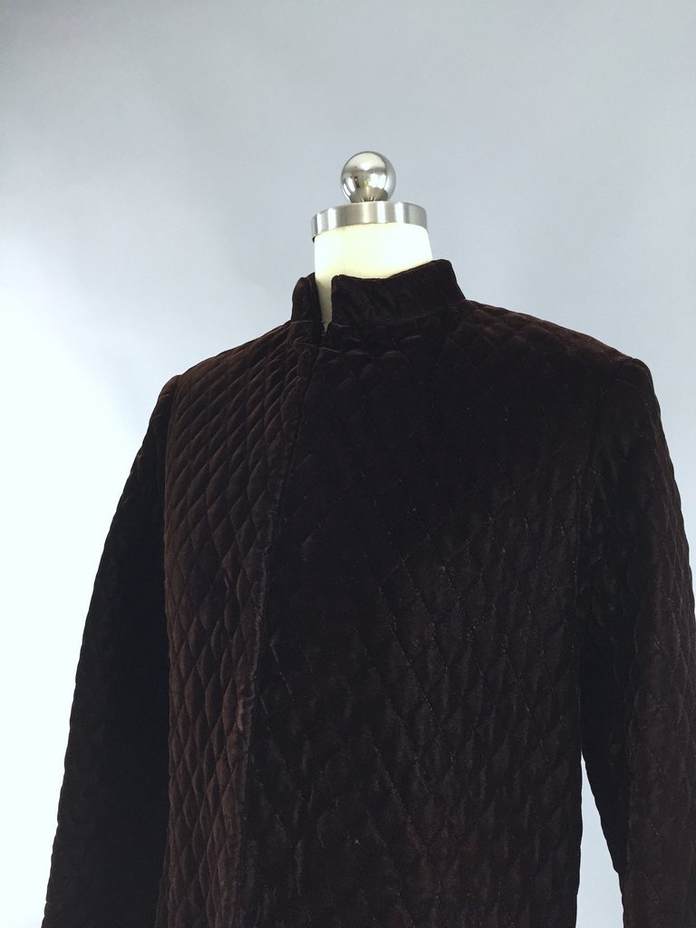 Vintage 1960s Ruth McCulloch Brown Quilted Velvet Jacket - ThisBlueBird
