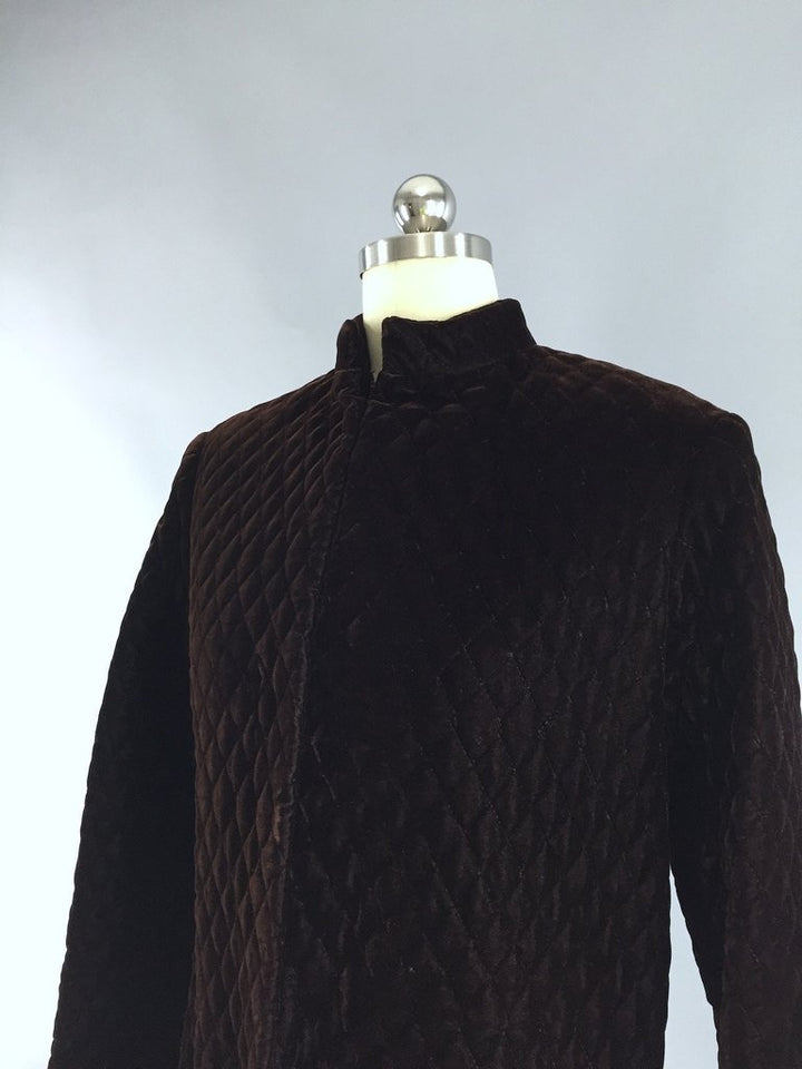 Vintage 1960s Ruth McCulloch Brown Quilted Velvet Jacket - ThisBlueBird