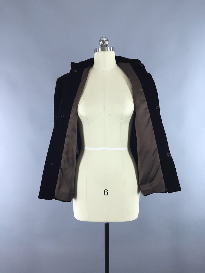 Vintage 1960s Ruth McCulloch Brown Quilted Velvet Jacket - ThisBlueBird
