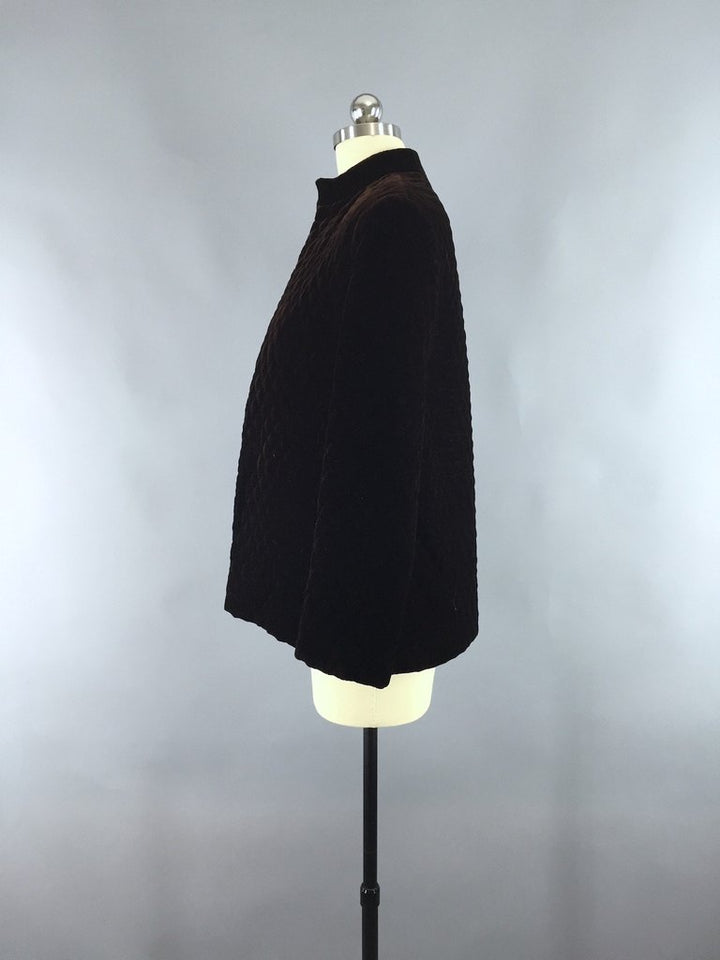 Vintage 1960s Ruth McCulloch Brown Quilted Velvet Jacket - ThisBlueBird
