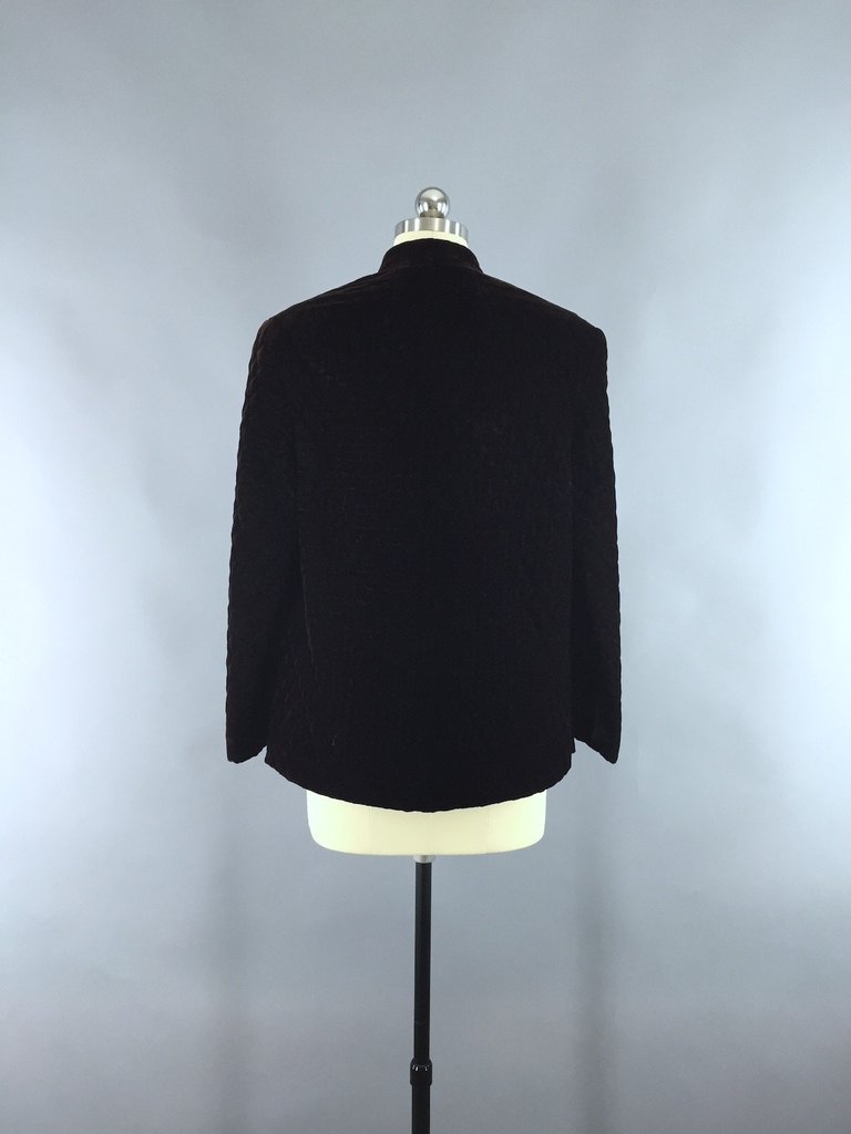 Vintage 1960s Ruth McCulloch Brown Quilted Velvet Jacket - ThisBlueBird