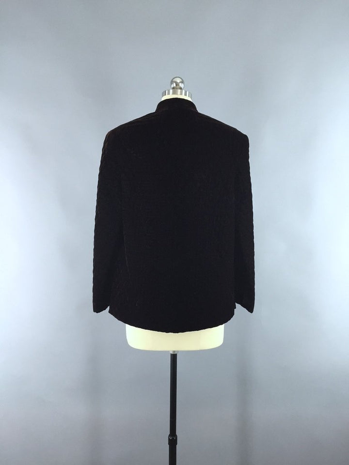 Vintage 1960s Ruth McCulloch Brown Quilted Velvet Jacket - ThisBlueBird