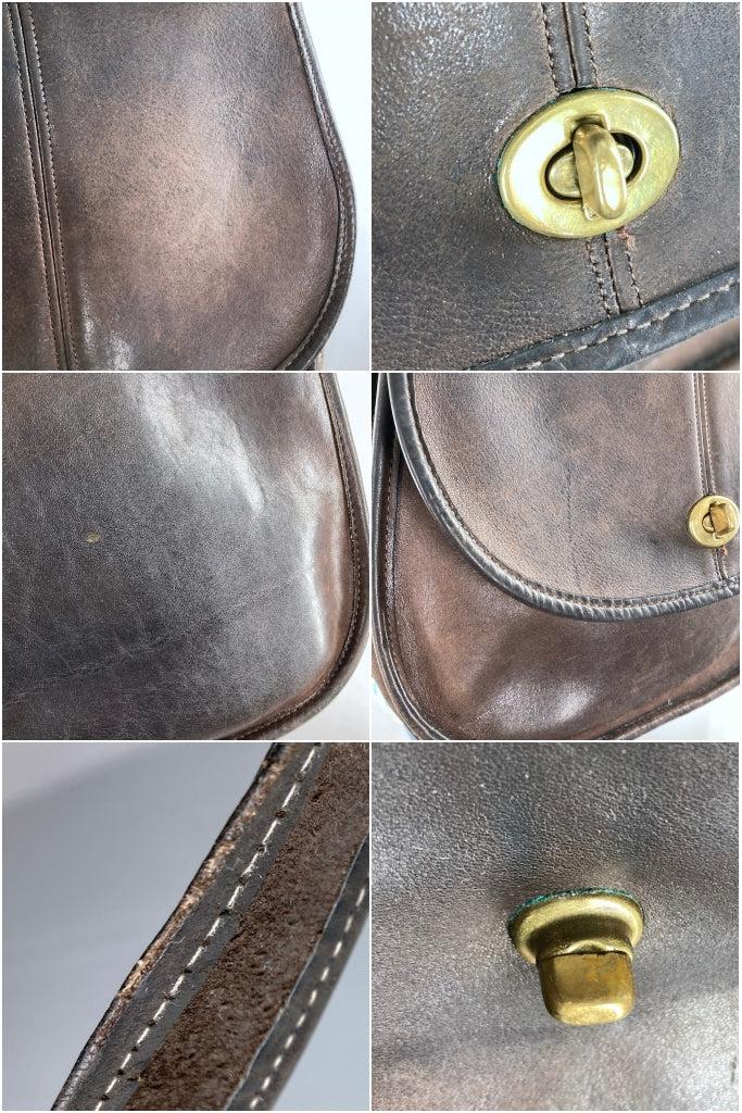 Vintage Coach Oversize Saddle Bag Navy Blue Leather 