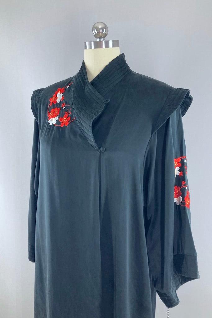 Vintage Saks 5th Ave Silk Embroidered Robe-ThisBlueBird