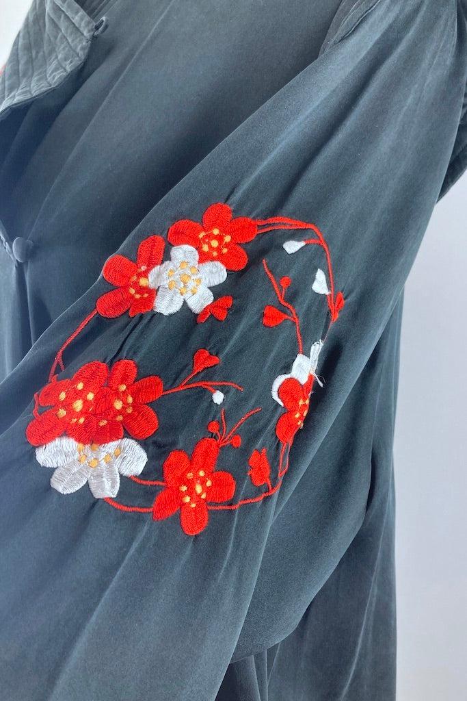 Vintage Saks 5th Ave Silk Embroidered Robe-ThisBlueBird