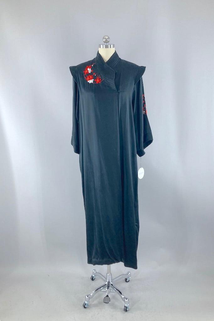 Vintage Saks 5th Ave Silk Embroidered Robe-ThisBlueBird