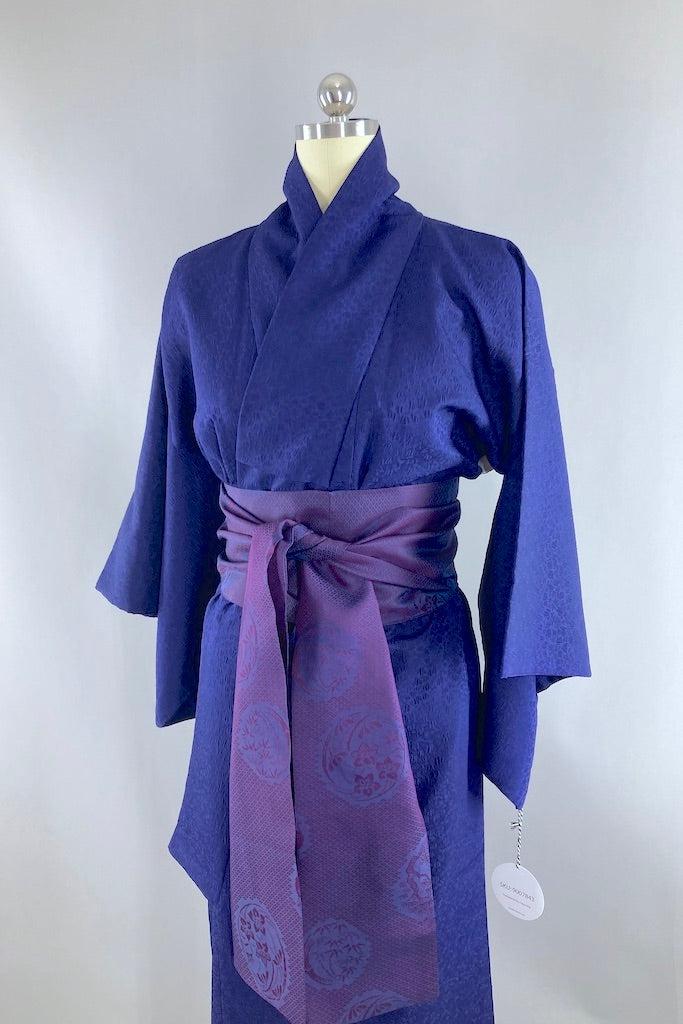 Vintage Sapphire Blue Floral Kimono-ThisBlueBird