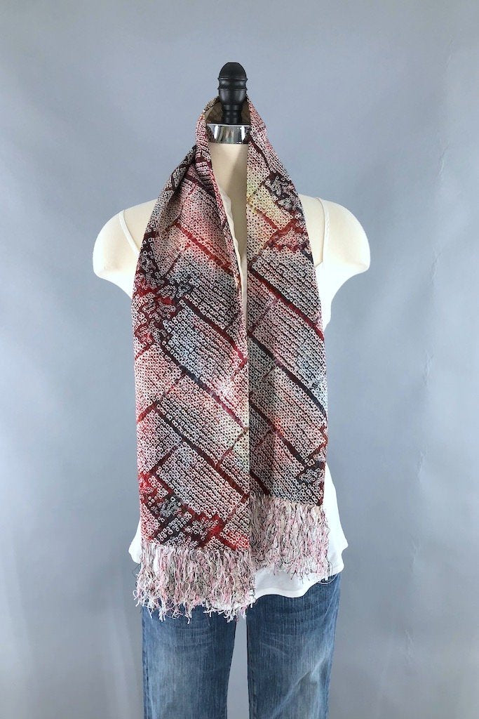 Vintage Shibori Silk Scarf-ThisBlueBird - Modern Vintage