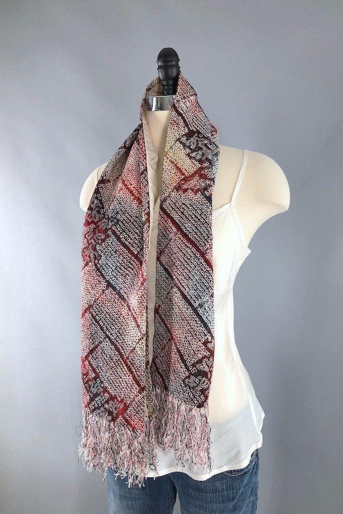Vintage Shibori Silk Scarf-ThisBlueBird - Modern Vintage