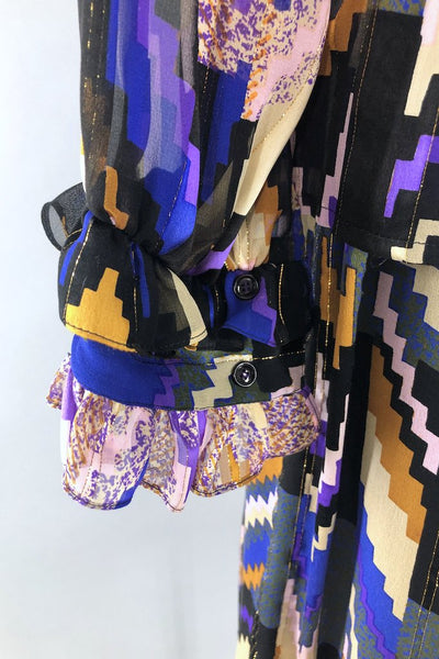 Vintage Silk Chiffon Blouse and Skirt Set-ThisBlueBird - Modern Vintage