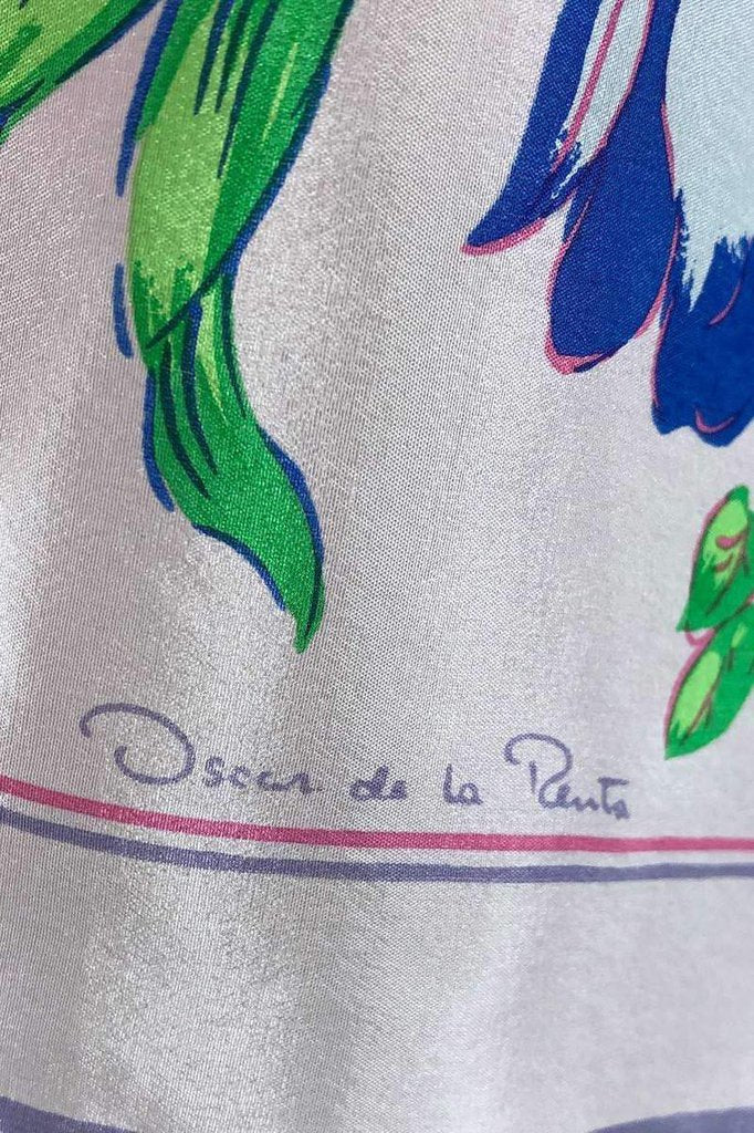 Vintage Silk Scarf Lavender Purple Tulip Floral Print-ThisBlueBird - Modern Vintage