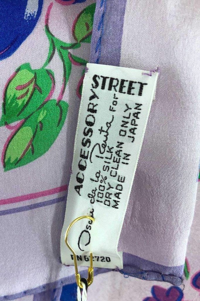 Vintage Silk Scarf Lavender Purple Tulip Floral Print-ThisBlueBird - Modern Vintage