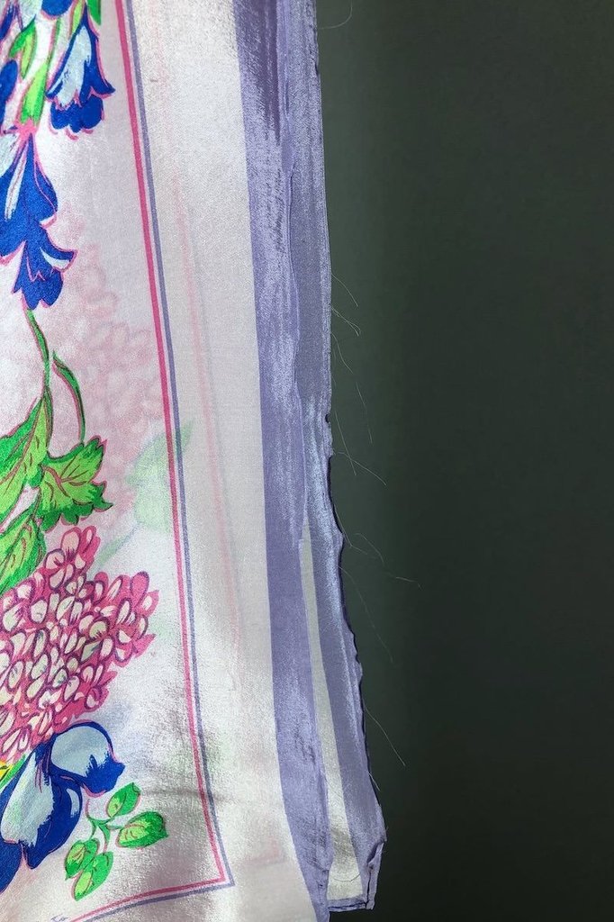 Vintage Silk Scarf Lavender Purple Tulip Floral Print-ThisBlueBird - Modern Vintage