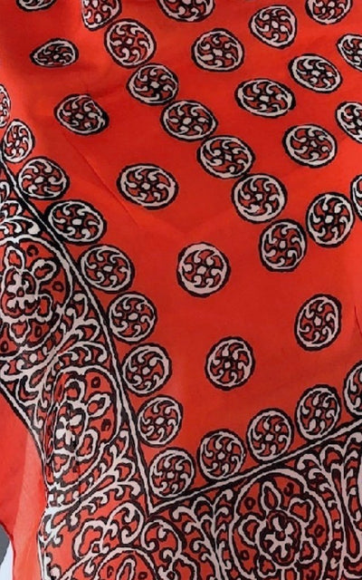 Vintage Silk Scarf Red and Black Pinwheels-ThisBlueBird - Modern Vintage