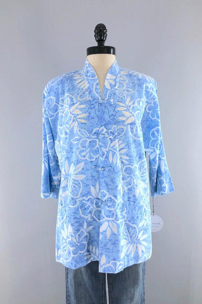 Vintage Sky Blue Asian Tunic-ThisBlueBird