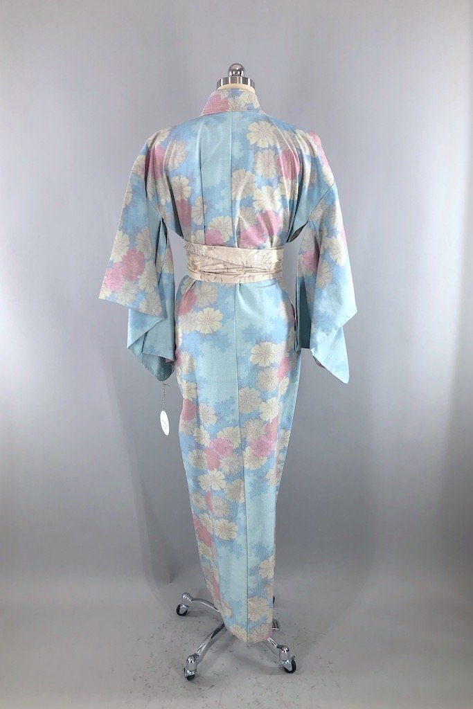 Vintage Sky Blue Floral Kimono Robe-ThisBlueBird - Modern Vintage