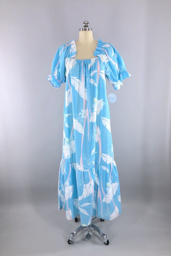 Vintage Sky Blue Hawaiian Dress-ThisBlueBird - Modern Vintage