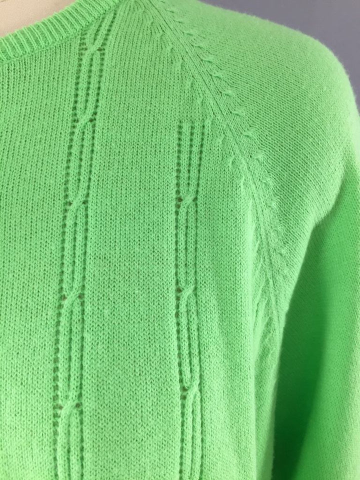 Vintage 1970s Cardigan Sweater / Spring Green - ThisBlueBird