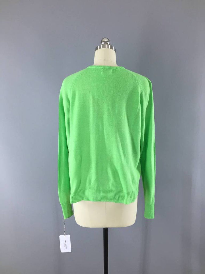 Vintage 1970s Cardigan Sweater / Spring Green - ThisBlueBird