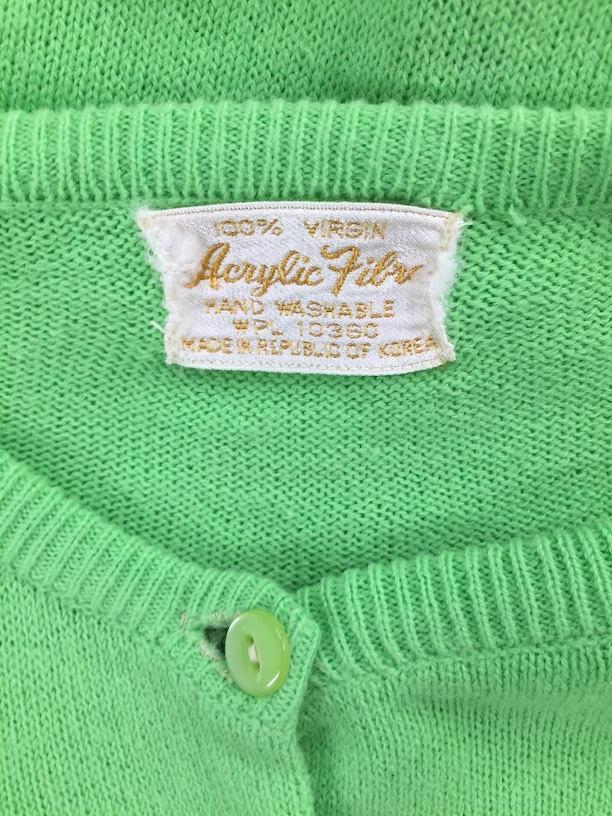 Vintage 1970s Cardigan Sweater / Spring Green - ThisBlueBird