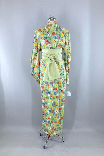 Vintage Spring Green Floral Kimono-ThisBlueBird