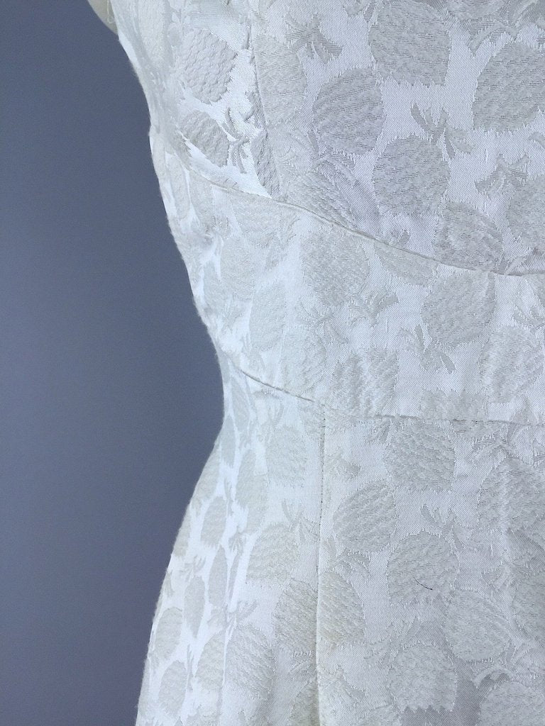 Vintage 1960s Strawberry Satin Damask Cocktail Dress - ThisBlueBird