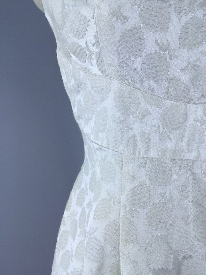 Vintage 1960s Strawberry Satin Damask Cocktail Dress - ThisBlueBird