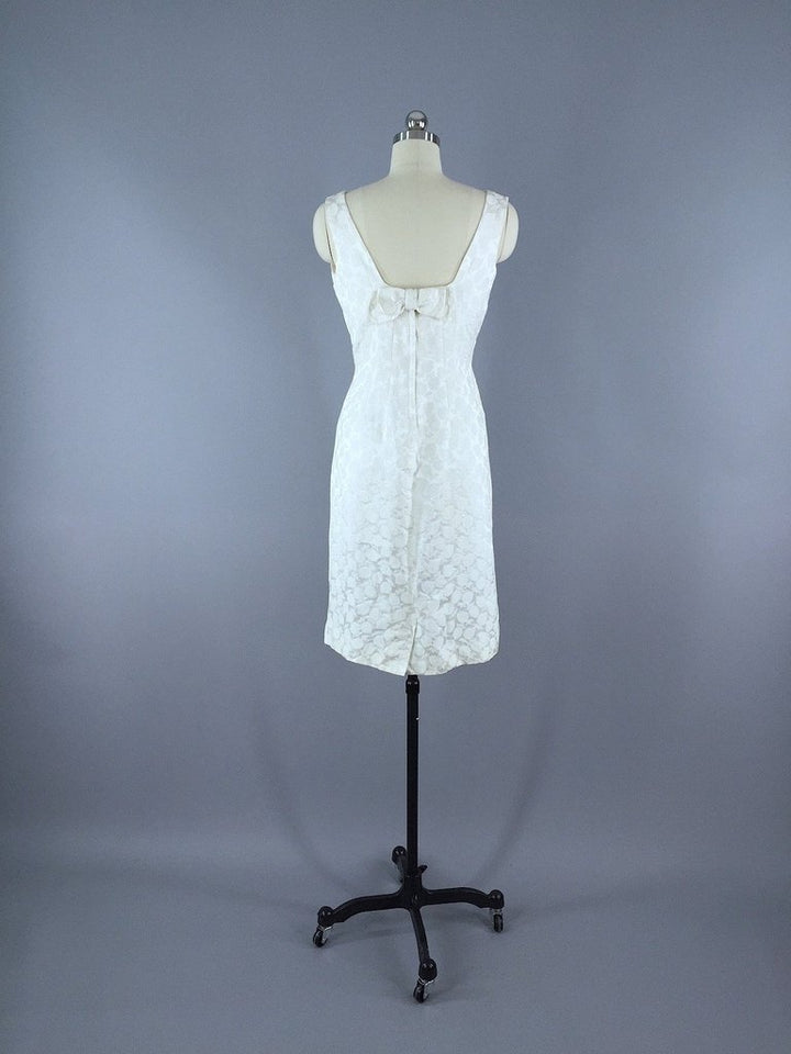Vintage 1960s Strawberry Satin Damask Cocktail Dress - ThisBlueBird