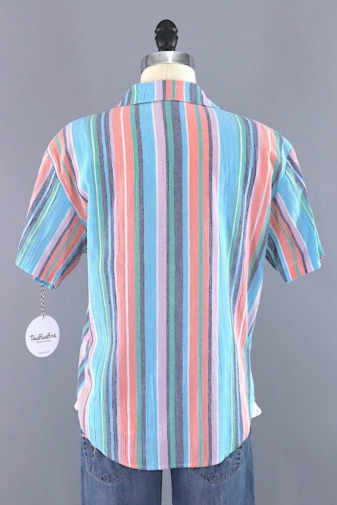 Vintage Striped Summer Blouse-ThisBlueBird - Modern Vintage