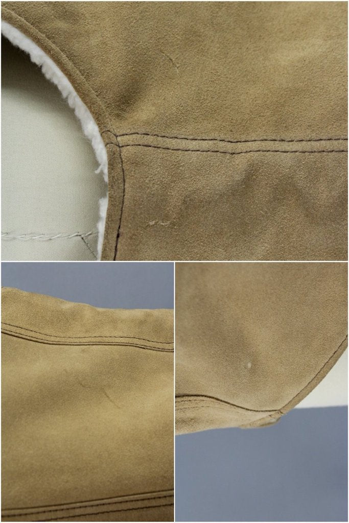 Vintage Suede Leather Vest with Sherpa Lining-ThisBlueBird