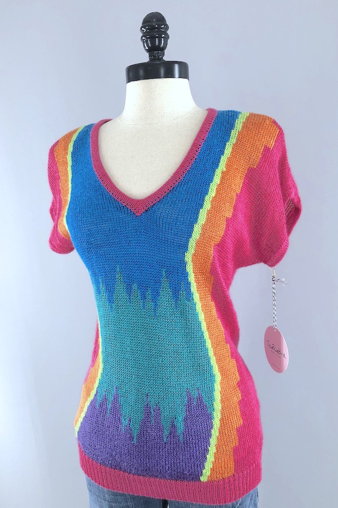Vintage Summer Rainbow Knit Top-ThisBlueBird - Modern Vintage