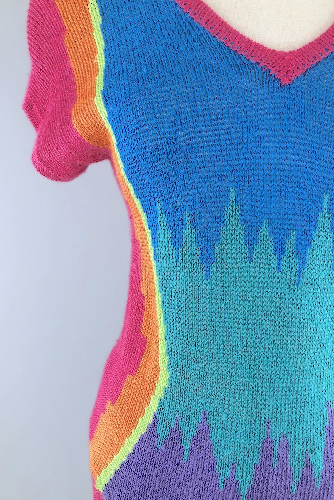 Vintage Summer Rainbow Knit Top-ThisBlueBird - Modern Vintage