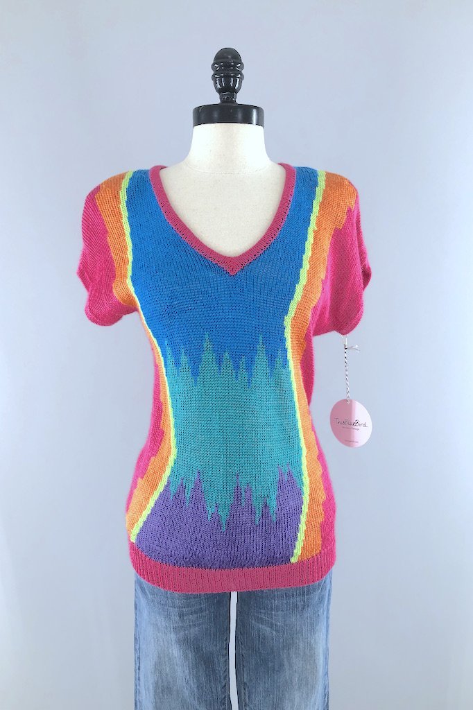 Vintage Summer Rainbow Knit Top-ThisBlueBird - Modern Vintage