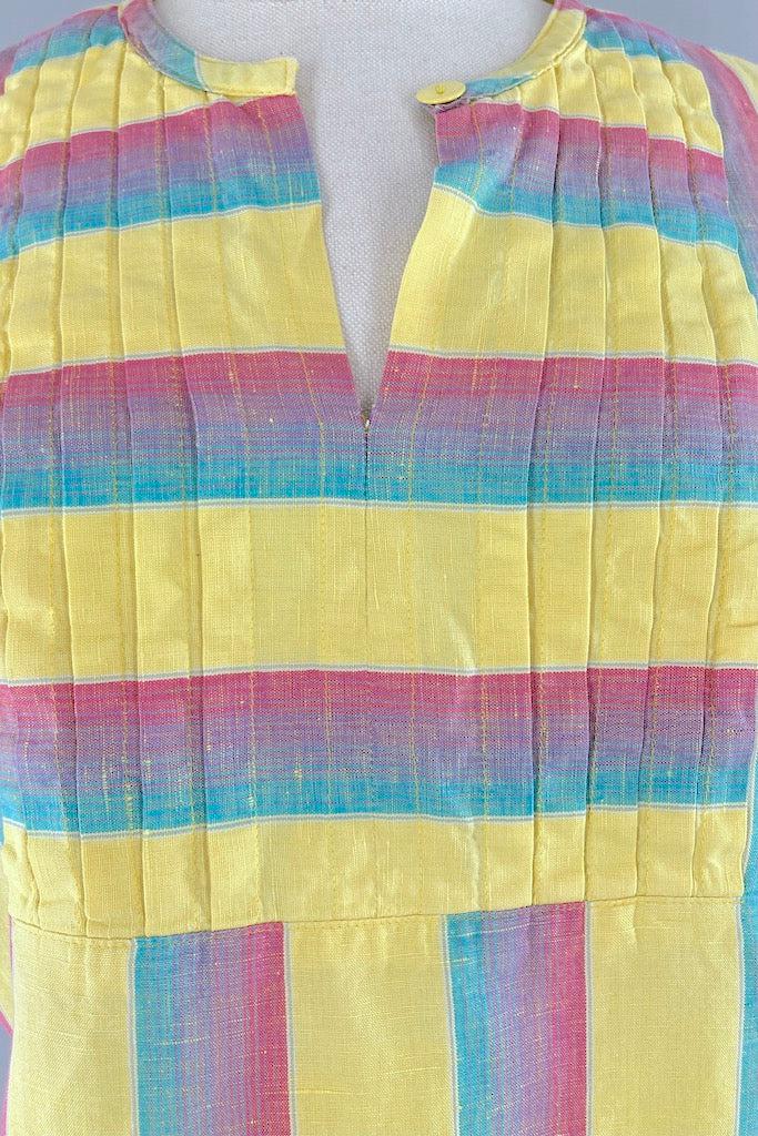Vintage Summer Yellow Striped Tunic-ThisBlueBird