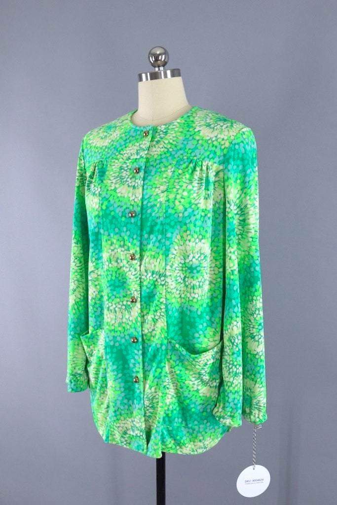 1980s Vintage Swim Coverup Cardigan Blouse / Catalina Swimwear-ThisBlueBird - Modern Vintage