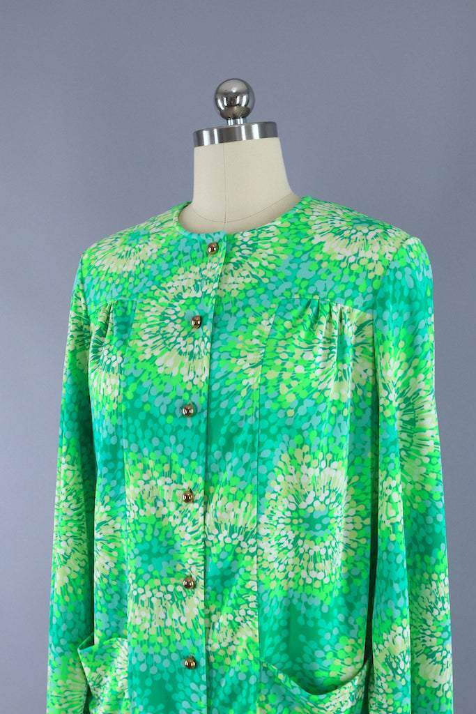 1980s Vintage Swim Coverup Cardigan Blouse / Catalina Swimwear-ThisBlueBird - Modern Vintage