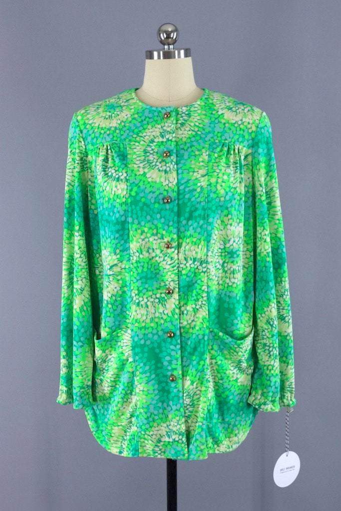 1980s Vintage Swim Coverup Cardigan Blouse / Catalina Swimwear-ThisBlueBird - Modern Vintage