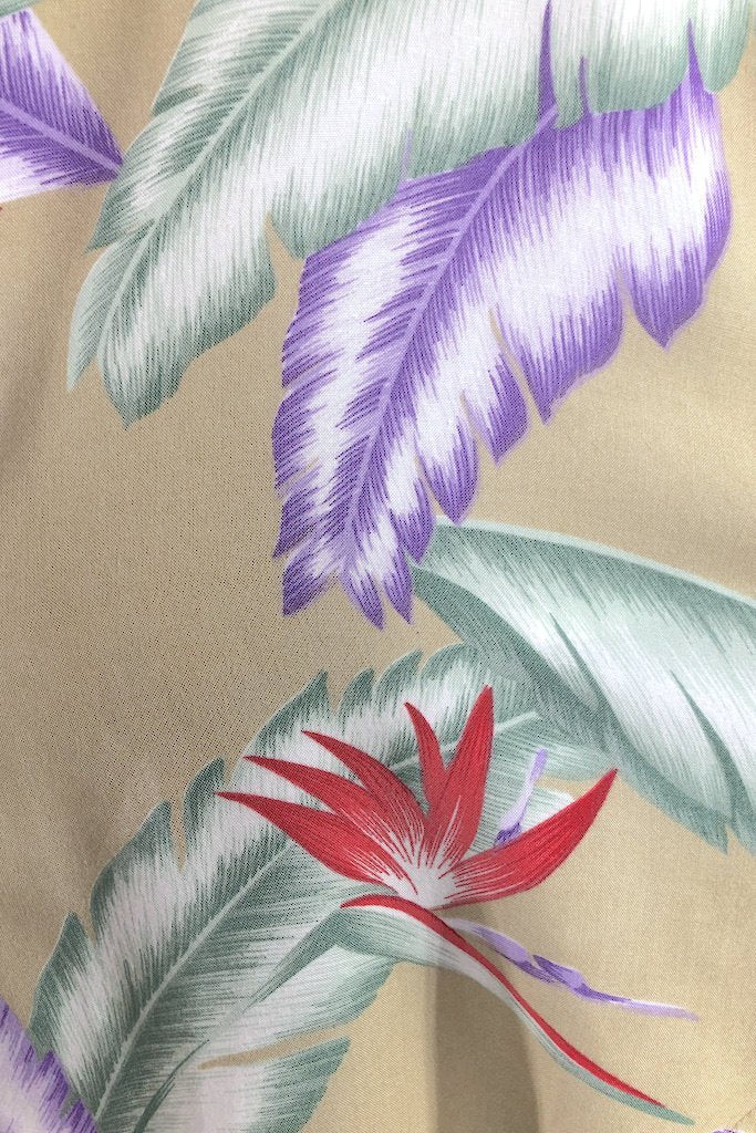 Vintage Tan Hawaiian Print Blouse-ThisBlueBird - Modern Vintage