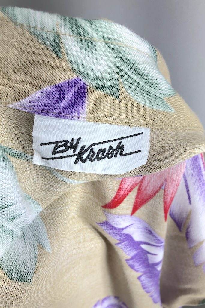 Vintage Tan Hawaiian Print Blouse-ThisBlueBird - Modern Vintage