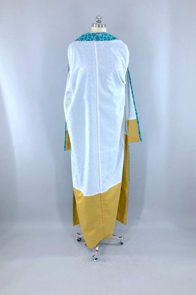 Vintage Teal Floral Kimono Robe-ThisBlueBird