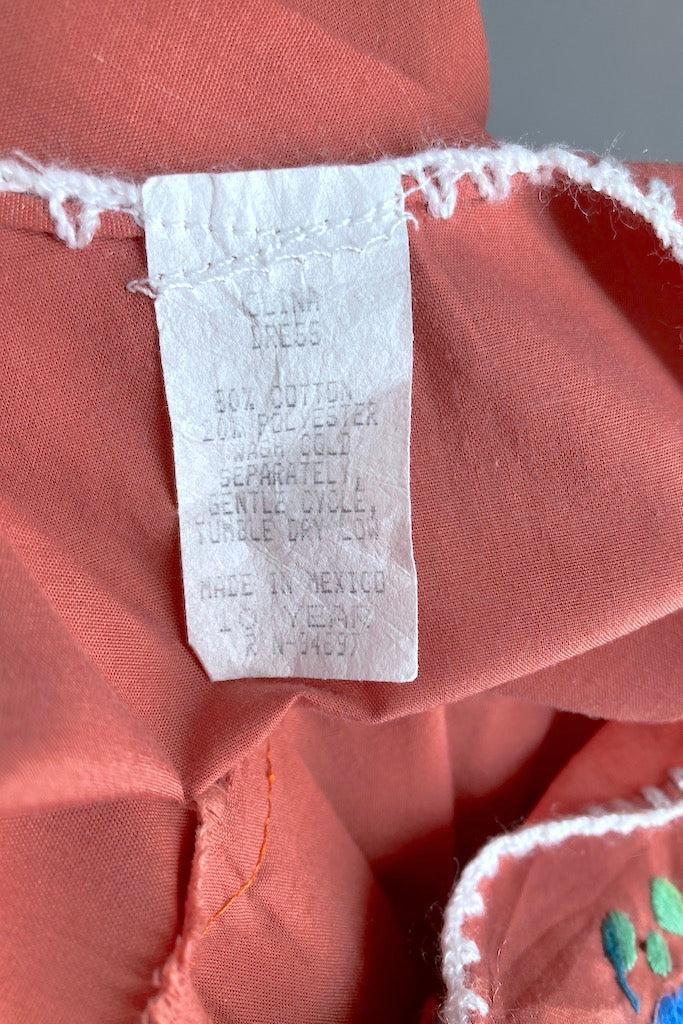 Vintage Terra Cotta Mexican Embroidered Dress-ThisBlueBird