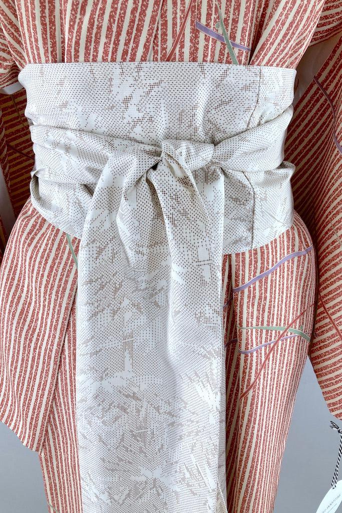 Vintage Terra Cotta Stripes Kimono Robe-ThisBlueBird