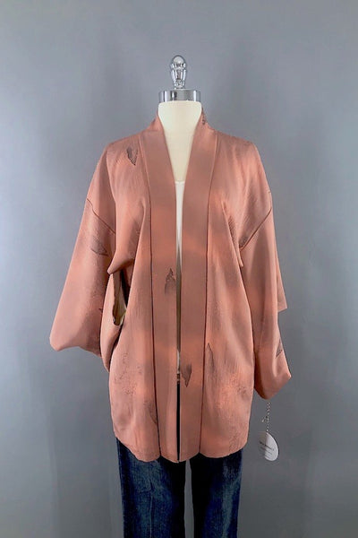 Vintage Terra Cotta Trees Silk Kimono Cardigan-ThisBlueBird - Modern Vintage