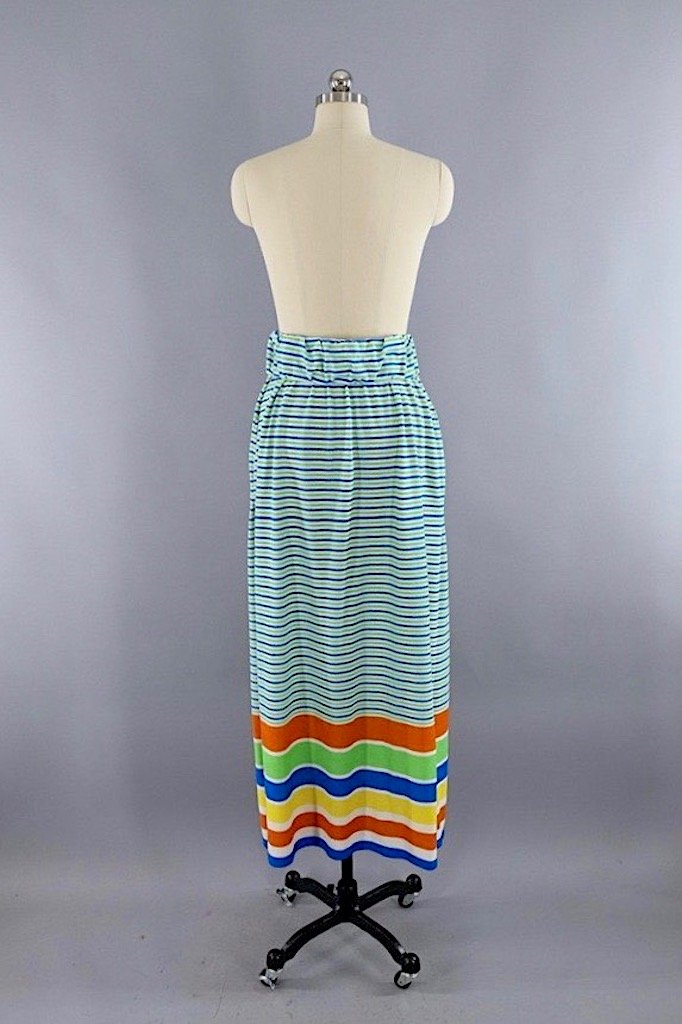 Vintage 1980s Terry Cloth Maxi Skirt-ThisBlueBird