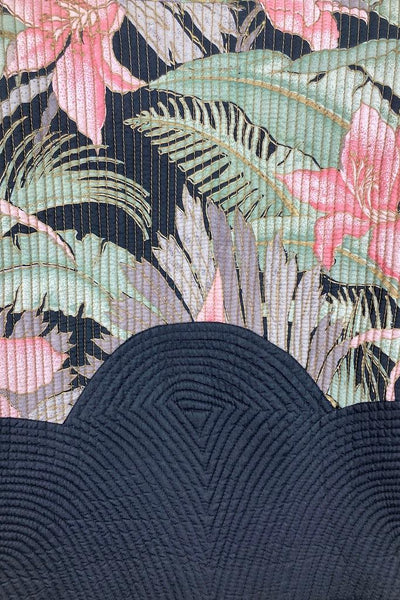Vintage Tropical Floral Print Silk Jacket-ThisBlueBird
