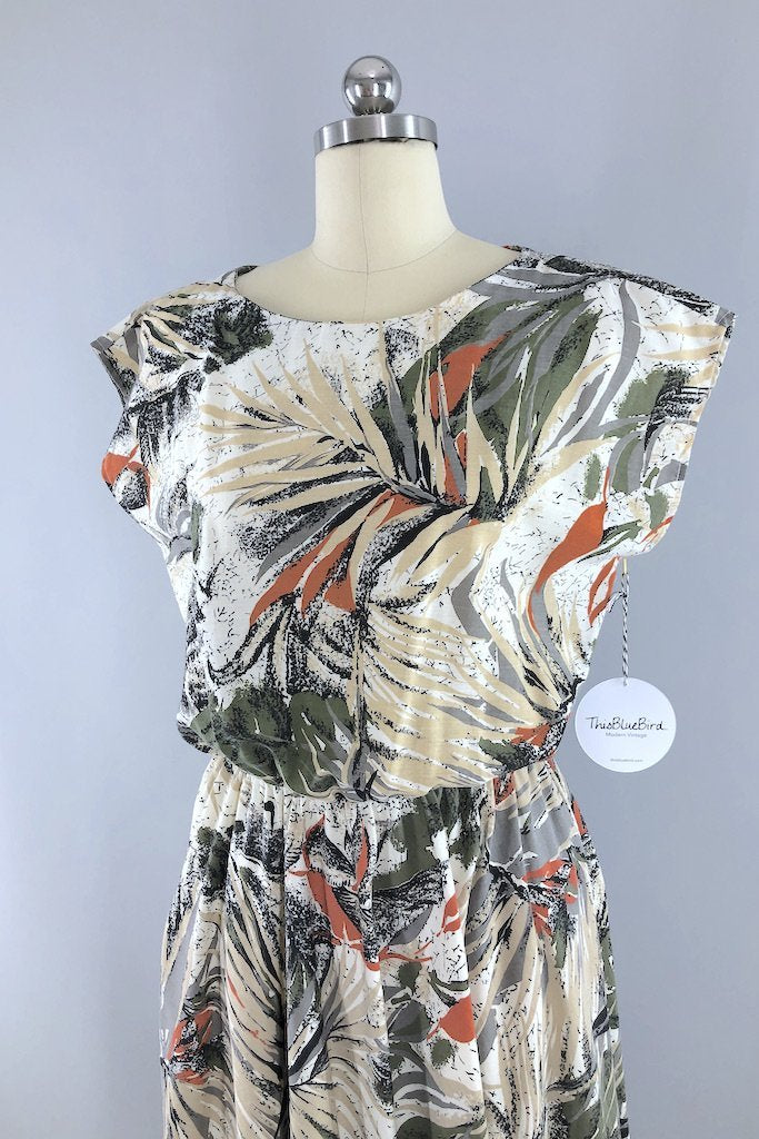 Vintage Tropical Print Dress-ThisBlueBird - Modern Vintage
