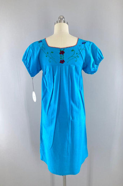 Vintage Turquoise Mexican Dress / XXS Teen Girls Size-ThisBlueBird